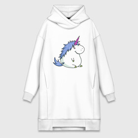 Платье-худи хлопок с принтом Пухленький единорог в городе Новоалтайск,  |  | unicorn | единорог | кавайный | милый единорог | няшный | пухленький единорог | пухлый единорог | пухляш | толстенький единорог | толстый единорог | толстячок
