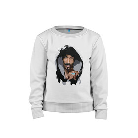 Детский свитшот хлопок с принтом Snoop Dogg в городе Новоалтайск, 100% хлопок | круглый вырез горловины, эластичные манжеты, пояс и воротник | 2pac | black | dog | dr dre | hip hop | rap | snoop dogg | west coast | гангстер | микрофон | музыка | рифма | рэп | рэпер | снуп дог | собака | хип хоп