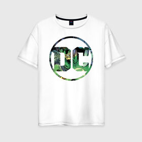 Женская футболка хлопок Oversize с принтом Green Lantern в городе Новоалтайск, 100% хлопок | свободный крой, круглый ворот, спущенный рукав, длина до линии бедер
 | dc | green lantern | shtatjl | зеленый фонарь | лига справедливости | логотип