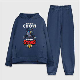 Женский костюм хлопок Oversize с принтом B.S. MECHA CROW в городе Новоалтайск,  |  | bibi | brawl stars | coach mike | crow | leon | leon shark | max | mecha crow | mr.p | phoenix | sally leon | spike | sprout | tara | unicorn | virus 8 bit | werewolf | ворон | оборотень