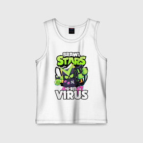 Детская майка хлопок с принтом BRAWL STARS VIRUS 8 BIT в городе Новоалтайск,  |  | Тематика изображения на принте: bibi | brawl stars | coach mike | crow | leon | leon shark | max | mecha crow | mr.p | phoenix | sally leon | spike | sprout | tara | unicorn | virus 8 bit | werewolf | ворон | оборотень