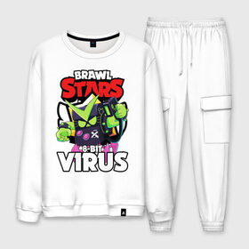 Мужской костюм хлопок с принтом BRAWL STARS VIRUS 8-BIT в городе Новоалтайск, 100% хлопок | на свитшоте круглая горловина, мягкая резинка по низу. Брюки заужены к низу, на них два вида карманов: два “обычных” по бокам и два объемных, с клапанами, расположенные ниже линии бедра. Брюки с мягкой трикотажной резинкой на поясе и по низу штанин. В поясе для дополнительного комфорта — широкие завязки | bibi | brawl stars | coach mike | crow | leon | leon shark | max | mecha crow | mr.p | phoenix | sally leon | spike | sprout | tara | unicorn | virus 8 bit | werewolf | ворон | оборотень