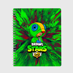 Тетрадь с принтом Brawl Stars Leon в городе Новоалтайск, 100% бумага | 48 листов, плотность листов — 60 г/м2, плотность картонной обложки — 250 г/м2. Листы скреплены сбоку удобной пружинной спиралью. Уголки страниц и обложки скругленные. Цвет линий — светло-серый
 | brawl stars | brawl stars leon | leon | leon green | бравл старс | зеленый леон | леон | леон огонь | леон старс | скин зеленый