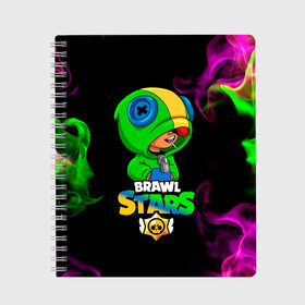 Тетрадь с принтом Leon Brawl Stars в городе Новоалтайск, 100% бумага | 48 листов, плотность листов — 60 г/м2, плотность картонной обложки — 250 г/м2. Листы скреплены сбоку удобной пружинной спиралью. Уголки страниц и обложки скругленные. Цвет линий — светло-серый
 | brawl stars | brawl stars leon | leon | leon green | leon зеленый | бравл старс | зеленый леон | леон | леон огонь | леон старс | скин зеленый