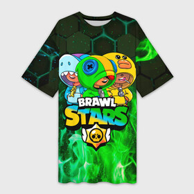 Платье-футболка 3D с принтом Brawl Stars Leon Trio в городе Новоалтайск,  |  | brawl stars | brawl stars leon | leon | leon green | leon sally | leon shark | бравл старс | леон | леон акула | леон огонь | леон салли | леон старс