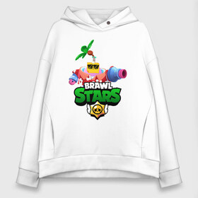 Женское худи Oversize хлопок с принтом СПРУТ BRAWL STARS в городе Новоалтайск, френч-терри — 70% хлопок, 30% полиэстер. Мягкий теплый начес внутри —100% хлопок | боковые карманы, эластичные манжеты и нижняя кромка, капюшон на магнитной кнопке | brawl | brawl stars | brawl stars sprout | clash | sprout | tropical sprout | бравл старс | игра | мобильные игры | спраут | тропический спрут