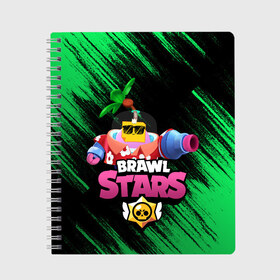 Тетрадь с принтом СПРАУТ BRAWL STARS в городе Новоалтайск, 100% бумага | 48 листов, плотность листов — 60 г/м2, плотность картонной обложки — 250 г/м2. Листы скреплены сбоку удобной пружинной спиралью. Уголки страниц и обложки скругленные. Цвет линий — светло-серый
 | brawl | brawl stars | brawl stars sprout | clash | sprout | tropical sprout | бравл старс | игра | мобильные игры | спраут | тропический спрут