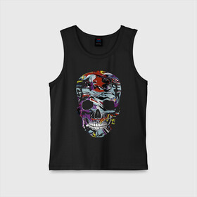 Детская майка хлопок с принтом Skull в городе Новоалтайск,  |  | color | fashion | grin | jaw | orbits | paint | skull | teeth | vanguard | глазницы | зубы | краска | мода | оскал | пасть | цвет | череп