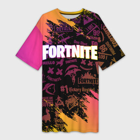 Платье-футболка 3D с принтом FORTNITE PARTY EVENT в городе Новоалтайск,  |  | deadmau5 | fortnite | fortnite 2 | fortnite x маршмелло | ikonik | marshmello | ninja | ninja streamer | raven | travis scott | ворон | иконик | ниндзя | пили | рейвен | трэвис скотт | фортнайт