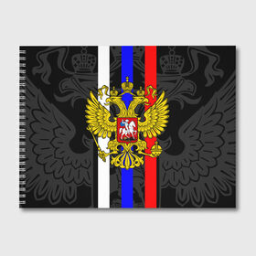 Альбом для рисования с принтом РОССИЯ в городе Новоалтайск, 100% бумага
 | матовая бумага, плотность 200 мг. | Тематика изображения на принте: eagle | flag | russia | герб россии | двухглавый орёл | орёл | рашка | россия | рф | триколор | флаг | флаг россии