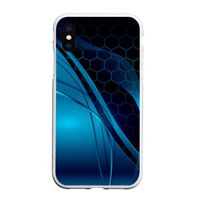Чехол для iPhone XS Max матовый с принтом ABSTRACT BLUE в городе Новоалтайск, Силикон | Область печати: задняя сторона чехла, без боковых панелей | Тематика изображения на принте: abstraction | geometry | hexagon | neon | paints | stripes | texture | triangle | абстракция | брызги | геометрия | краски | неон | неоновый | соты | текстура