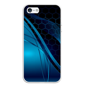 Чехол для iPhone 5/5S матовый с принтом ABSTRACT BLUE в городе Новоалтайск, Силикон | Область печати: задняя сторона чехла, без боковых панелей | abstraction | geometry | hexagon | neon | paints | stripes | texture | triangle | абстракция | брызги | геометрия | краски | неон | неоновый | соты | текстура