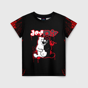 Детская футболка 3D с принтом monokuma в городе Новоалтайск, 100% гипоаллергенный полиэфир | прямой крой, круглый вырез горловины, длина до линии бедер, чуть спущенное плечо, ткань немного тянется | ahegao | danganronpa | monokuma | senpai | аниме | монокума | надпись | прикольные картинки | прикольные надписи | сердце | я люблю аниме