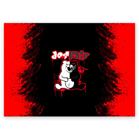 Поздравительная открытка с принтом monokuma в городе Новоалтайск, 100% бумага | плотность бумаги 280 г/м2, матовая, на обратной стороне линовка и место для марки
 | Тематика изображения на принте: ahegao | danganronpa | monokuma | senpai | аниме | монокума | надпись | прикольные картинки | прикольные надписи | сердце | я люблю аниме