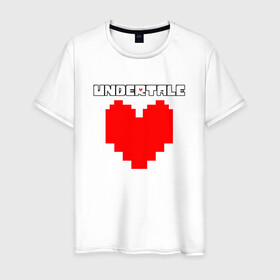 Мужская футболка хлопок с принтом UNDERTALE HEART в городе Новоалтайск, 100% хлопок | прямой крой, круглый вырез горловины, длина до линии бедер, слегка спущенное плечо. | asriel dreemurr | chara | frisk | gaster blaster | sans | undertale | азриэль дримурр | андертейл | гастер | меттатон | санс | фриск | чара