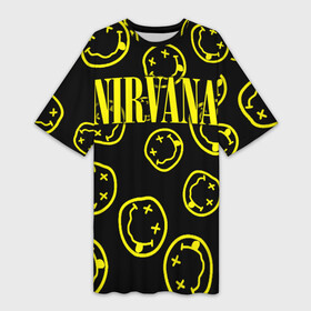 Платье-футболка 3D с принтом Nirvana в городе Новоалтайск,  |  | Тематика изображения на принте: bleach | blew | cobain | dave | geffen | hormoaning | in utero | incesticide | krist | kurt | nevermind | nirvana | novoselic | rock | vevo | геффен | курт кобейн | нирвана | рок