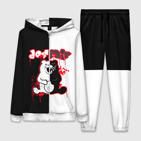 Женский костюм 3D с принтом monokuma в крови на чернобелом в городе Новоалтайск,  |  | anime | bear | black  white | danganronpa | kurokuma | monodam | monokuma | monomi | monotaro | pink | rabbit | school | shirokuma | аниме | главарь | мoноми | монокума | черно белый | школа