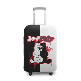 Чехол для чемодана 3D с принтом MONOKUMA в городе Новоалтайск, 86% полиэфир, 14% спандекс | двустороннее нанесение принта, прорези для ручек и колес | anime | bear | black  white | danganronpa | kurokuma | monodam | monokuma | monomi | monotaro | pink | rabbit | school | shirokuma | аниме | главарь | мoноми | монокума | черно белый | школа