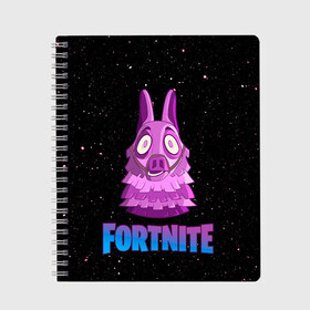 Тетрадь с принтом Lama Fortnite в городе Новоалтайск, 100% бумага | 48 листов, плотность листов — 60 г/м2, плотность картонной обложки — 250 г/м2. Листы скреплены сбоку удобной пружинной спиралью. Уголки страниц и обложки скругленные. Цвет линий — светло-серый
 | fortnite | fortnite chapter 2 | fortnite лама | lama | lama fortnite | llama | space | в космосе | лама | лама в космосе | лама из | лама фортнайт | фортнайт | фортнайт lama | фортнайт глава 2