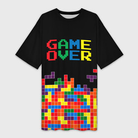 Платье-футболка 3D с принтом ТЕТРИС в городе Новоалтайск,  |  | 8 bit | block | game | game over | tetris | детсво | игра | игрок | кубики | ностальгия | тетрис