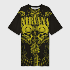 Платье-футболка 3D с принтом Nirvana в городе Новоалтайск,  |  | Тематика изображения на принте: bleach | blew | cobain | dave | geffen | hormoaning | in utero | incesticide | krist | kurt | nevermind | nirvana | novoselic | rock | vevo | геффен | курт кобейн | нирвана | рок