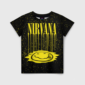 Детская футболка 3D с принтом Nirvana в городе Новоалтайск, 100% гипоаллергенный полиэфир | прямой крой, круглый вырез горловины, длина до линии бедер, чуть спущенное плечо, ткань немного тянется | Тематика изображения на принте: bleach | blew | cobain | dave | geffen | hormoaning | in utero | incesticide | krist | kurt | nevermind | nirvana | novoselic | rock | vevo | геффен | курт кобейн | нирвана | рок