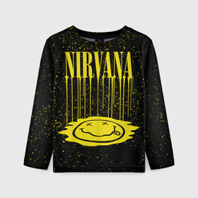 Детский лонгслив 3D с принтом Nirvana в городе Новоалтайск, 100% полиэстер | длинные рукава, круглый вырез горловины, полуприлегающий силуэт
 | bleach | blew | cobain | dave | geffen | hormoaning | in utero | incesticide | krist | kurt | nevermind | nirvana | novoselic | rock | vevo | геффен | курт кобейн | нирвана | рок