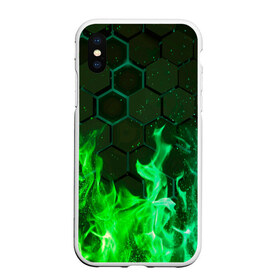 Чехол для iPhone XS Max матовый с принтом Fire в городе Новоалтайск, Силикон | Область печати: задняя сторона чехла, без боковых панелей | Тематика изображения на принте: fire | psicodelic | абстрактный | абстракция | зелёный | зеленый огонь | калейдоскоп | огонь | пламя | пламя космос | психоделика | радужный | разводы красок | северное сияние | фракталы