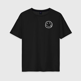 Женская футболка хлопок Oversize с принтом NIRVANA (НА СПИНЕ) в городе Новоалтайск, 100% хлопок | свободный крой, круглый ворот, спущенный рукав, длина до линии бедер
 | america | nirvana | smile | usa | америка | курт кобейн | нирвана | смайл | сша