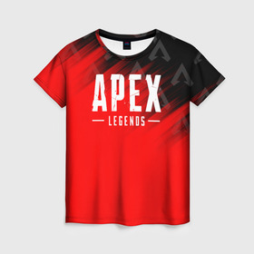 Женская футболка 3D с принтом APEX LEGENDS в городе Новоалтайск, 100% полиэфир ( синтетическое хлопкоподобное полотно) | прямой крой, круглый вырез горловины, длина до линии бедер | apex | apex legends | battle | battle royal | bloodhound | titanfall | wraith | апекс | апекс легендс | батл рояль | битва | война | каустик | королевская битва