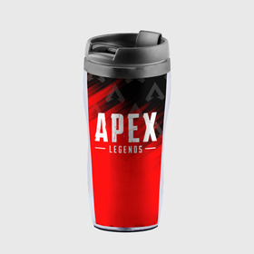 Термокружка-непроливайка с принтом APEX LEGENDS в городе Новоалтайск, внутренняя часть — пищевой пластик, наружная часть — прозрачный пластик, между ними — полиграфическая вставка с рисунком | объем — 350 мл, герметичная крышка | apex | apex legends | battle | battle royal | bloodhound | titanfall | wraith | апекс | апекс легендс | батл рояль | битва | война | каустик | королевская битва