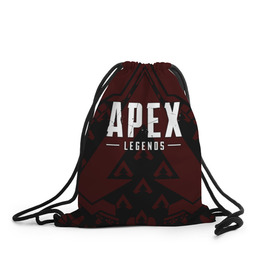 Рюкзак-мешок 3D с принтом APEX LEGENDS  в городе Новоалтайск, 100% полиэстер | плотность ткани — 200 г/м2, размер — 35 х 45 см; лямки — толстые шнурки, застежка на шнуровке, без карманов и подкладки | apex | apex legends | battle | battle royal | bloodhound | titanfall | wraith | апекс | апекс легендс | батл рояль | битва | война | каустик | королевская битва