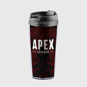 Термокружка-непроливайка с принтом APEX LEGENDS  в городе Новоалтайск, внутренняя часть — пищевой пластик, наружная часть — прозрачный пластик, между ними — полиграфическая вставка с рисунком | объем — 350 мл, герметичная крышка | apex | apex legends | battle | battle royal | bloodhound | titanfall | wraith | апекс | апекс легендс | батл рояль | битва | война | каустик | королевская битва