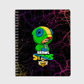 Тетрадь с принтом Leon Brawl Stars в городе Новоалтайск, 100% бумага | 48 листов, плотность листов — 60 г/м2, плотность картонной обложки — 250 г/м2. Листы скреплены сбоку удобной пружинной спиралью. Уголки страниц и обложки скругленные. Цвет линий — светло-серый
 | brawl stars | brawl stars leon | leon | leon green | бравл старс | зеленый леон | леон | леон огонь | леон старс | скин зеленый