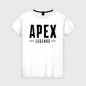 Женская футболка хлопок с принтом APEX LEGENDS (НА СПИНЕ) в городе Новоалтайск, 100% хлопок | прямой крой, круглый вырез горловины, длина до линии бедер, слегка спущенное плечо | apex | apex legends | battle | battle royal | bloodhound | titanfall | wraith | апекс | апекс легендс | батл рояль | битва | война | каустик | королевская битва