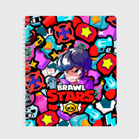 Тетрадь с принтом PENNY BRAWL STARS в городе Новоалтайск, 100% бумага | 48 листов, плотность листов — 60 г/м2, плотность картонной обложки — 250 г/м2. Листы скреплены сбоку удобной пружинной спиралью. Уголки страниц и обложки скругленные. Цвет линий — светло-серый
 | brawl | brawl stars | penny | stars | бита | бравл | бравл старс | гитара | динамит | значки | значки бравл старс | игры | кольт | лого | логотип | пенни | старс
