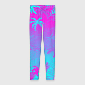 Леггинсы 3D с принтом НЕОНОВЫЕ ПАЛЬМЫ NEON PALM TREES TROPICAL в городе Новоалтайск, 80% полиэстер, 20% эластан | Эластичный пояс, зауженные к низу, низкая посадка | hotline miami | neon | new retro wave | outrun | outrun electro | palmen | retro | retrowave | summer | synth | synthwave | tropical | лето | неон | пальмы | ретро | тропики | хотлайн майами