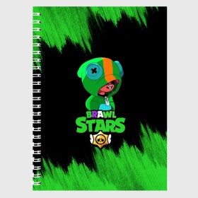 Тетрадь с принтом BRAWL STARS LEON в городе Новоалтайск, 100% бумага | 48 листов, плотность листов — 60 г/м2, плотность картонной обложки — 250 г/м2. Листы скреплены сбоку удобной пружинной спиралью. Уголки страниц и обложки скругленные. Цвет линий — светло-серый
 | бравл старс | бравл старс скин | браво старс | игра brawl | игра бравл | игра бравл старс | леон браво | леон браво старс | скин леон | старс игра