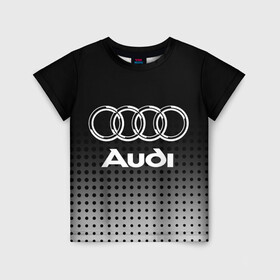 Детская футболка 3D с принтом Audi в городе Новоалтайск, 100% гипоаллергенный полиэфир | прямой крой, круглый вырез горловины, длина до линии бедер, чуть спущенное плечо, ткань немного тянется | audi | audi лого | audi марка | audi эмблема | ауди | ауди значок | ауди лого | ауди чб значок | ауди эмблема | значок audi | лого автомобиля | логотип audi | логотип ауди | черно белый