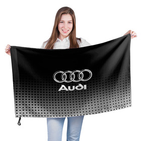 Флаг 3D с принтом Audi в городе Новоалтайск, 100% полиэстер | плотность ткани — 95 г/м2, размер — 67 х 109 см. Принт наносится с одной стороны | audi | audi лого | audi марка | audi эмблема | ауди | ауди значок | ауди лого | ауди чб значок | ауди эмблема | значок audi | лого автомобиля | логотип audi | логотип ауди | черно белый