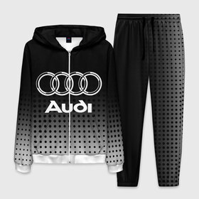 Мужской костюм 3D с принтом Audi в городе Новоалтайск, 100% полиэстер | Манжеты и пояс оформлены тканевой резинкой, двухслойный капюшон со шнурком для регулировки, карманы спереди | audi | audi лого | audi марка | audi эмблема | ауди | ауди значок | ауди лого | ауди чб значок | ауди эмблема | значок audi | лого автомобиля | логотип audi | логотип ауди | черно белый