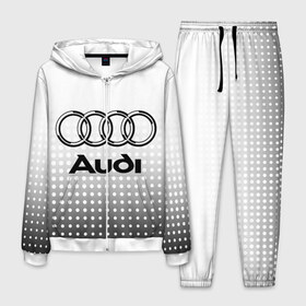 Мужской костюм 3D с принтом Audi в городе Новоалтайск, 100% полиэстер | Манжеты и пояс оформлены тканевой резинкой, двухслойный капюшон со шнурком для регулировки, карманы спереди | audi | audi лого | audi марка | audi эмблема | ауди | ауди значок | ауди лого | ауди чб значок | ауди эмблема | значок audi | лого автомобиля | логотип audi | логотип ауди | черно белый