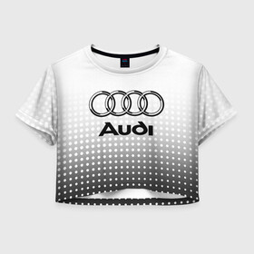 Женская футболка Crop-top 3D с принтом Audi в городе Новоалтайск, 100% полиэстер | круглая горловина, длина футболки до линии талии, рукава с отворотами | audi | audi лого | audi марка | audi эмблема | ауди | ауди значок | ауди лого | ауди чб значок | ауди эмблема | значок audi | лого автомобиля | логотип audi | логотип ауди | черно белый