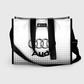 Сумка-шоппер 3D с принтом Audi в городе Новоалтайск, 100% полиэстер | застегивается на металлическую кнопку; внутренний карман застегивается на молнию. Стенки укреплены специальным мягким материалом, чтобы защитить содержимое от несильных ударов
 | audi | audi лого | audi марка | audi эмблема | ауди | ауди значок | ауди лого | ауди чб значок | ауди эмблема | значок audi | лого автомобиля | логотип audi | логотип ауди | черно белый