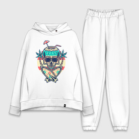 Женский костюм хлопок Oversize с принтом Skull Summer в городе Новоалтайск,  |  | art | cocktail | palm | skull | surfboards | umbrella | арт | доски для серфинга | зонтик | коктейль | пальмы | череп