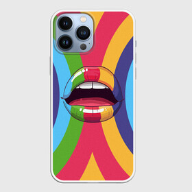 Чехол для iPhone 13 Pro Max с принтом Радужные губы | Rainbow lips в городе Новоалтайск,  |  | вписка | губы | зубы | клуб | пафос | пафосная | поцелуй | радуга | радужно | рот | сочность | сочные | туса | тусовка | улыбка | язык