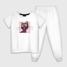 Детская пижама хлопок с принтом Luna, Sailor Moon в городе Новоалтайск, 100% хлопок |  брюки и футболка прямого кроя, без карманов, на брюках мягкая резинка на поясе и по низу штанин
 | 90s | cat | cute | kawaii | kitty | luna | sailor moon | usagi tsukino | аниме | каваии | кавай | кот | котики | луна | манга | марс | меркурий | милота | сейлор | сейлор мун | усаги цукино