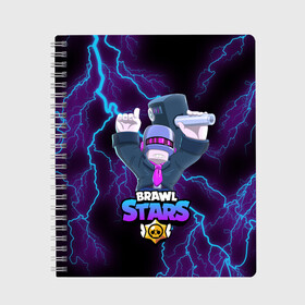 Тетрадь с принтом BRAWL STARS DJ FRANK в городе Новоалтайск, 100% бумага | 48 листов, плотность листов — 60 г/м2, плотность картонной обложки — 250 г/м2. Листы скреплены сбоку удобной пружинной спиралью. Уголки страниц и обложки скругленные. Цвет линий — светло-серый
 | 8 bit | 8 бит | bibi | brawl | brawl stars | crow | dj frank | leon | spike | sprout | stars | бравл | бравл старс | браво старс | игра | компьютерная | кров | леон | онлайн | старс