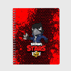 Тетрадь с принтом Brawl Stars CROW в городе Новоалтайск, 100% бумага | 48 листов, плотность листов — 60 г/м2, плотность картонной обложки — 250 г/м2. Листы скреплены сбоку удобной пружинной спиралью. Уголки страниц и обложки скругленные. Цвет линий — светло-серый
 | 8 bit | 8 бит | bibi | brawl | brawl stars | crow | leon | spike | sprout | stars | бравл | бравл старс | браво старс | игра | компьютерная | кров | леон | онлайн | старс