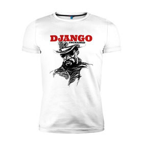 Мужская футболка премиум с принтом Django в городе Новоалтайск, 92% хлопок, 8% лайкра | приталенный силуэт, круглый вырез ворота, длина до линии бедра, короткий рукав | Тематика изображения на принте: django | tarantino | джанго | джанго освобожденный | тарантино